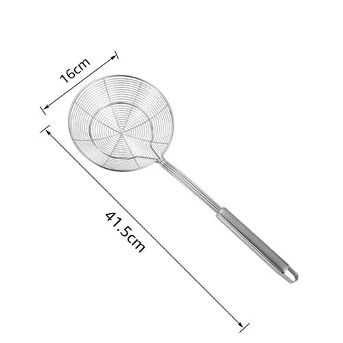 Cuchara coladora de acero inoxidable macizo 18/8 con forma de araña, cuchara para freír de 14/16/18/20 cm con mango - Herramientas de cocina