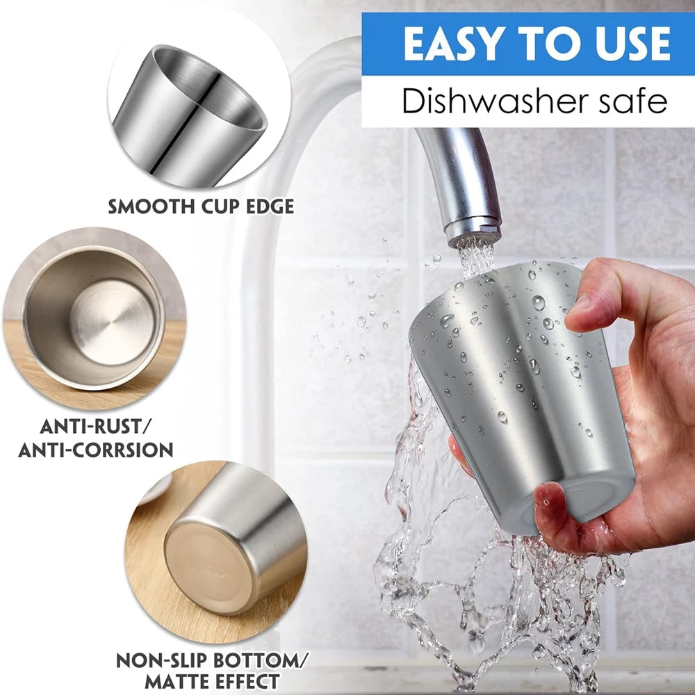 Tazas de acero inoxidable 304 para beber, 4 unidades