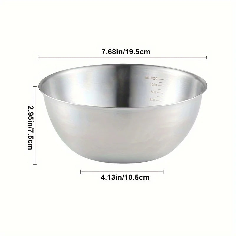 3 piezas/juego Bowl de acero inoxidable para mezclar con marcas de medición