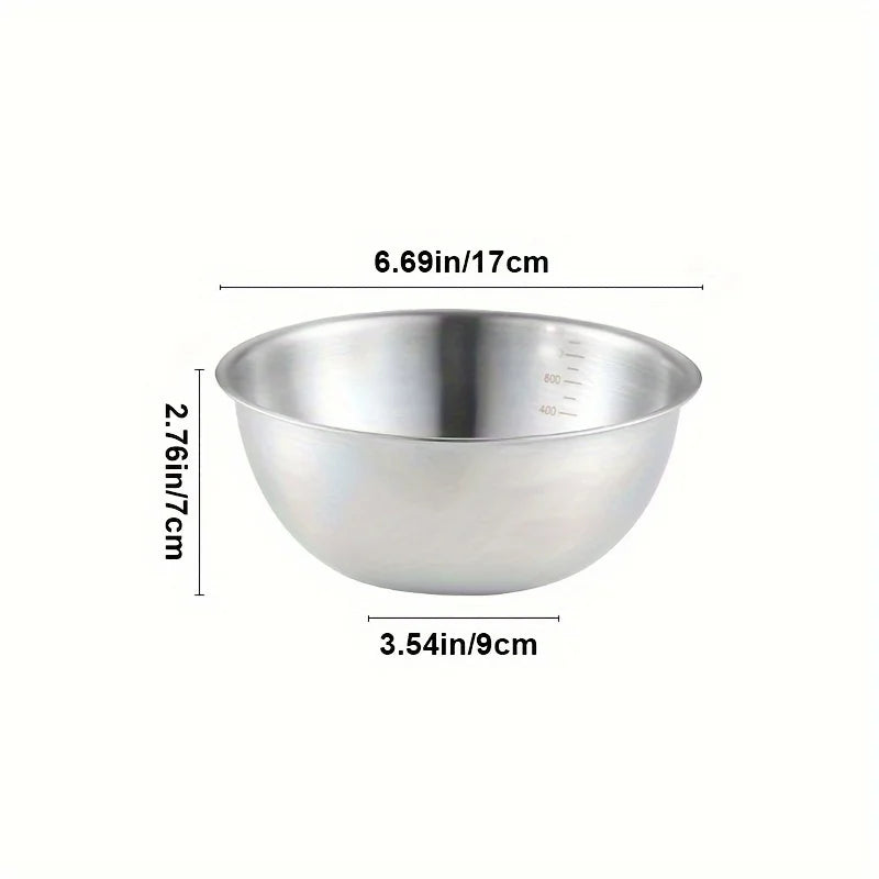 3 piezas/juego Bowl de acero inoxidable para mezclar con marcas de medición