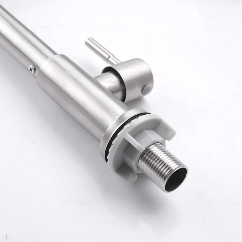 Grifo de cocina de acero inoxidable con resorte extraíble, grifo giratorio para lavabo de verduras y agua fría