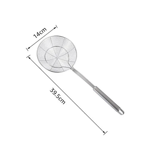 Cuchara coladora de acero inoxidable macizo 18/8 con forma de araña, cuchara para freír de 14/16/18/20 cm con mango - Herramientas de cocina