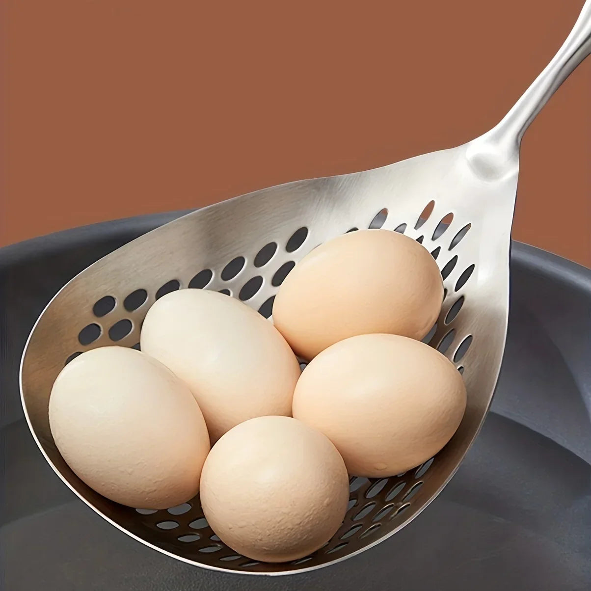 Colador de cocina de acero inoxidable 201 con mango de madera