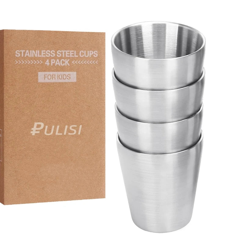 Tazas de acero inoxidable 304 para beber, 4 unidades