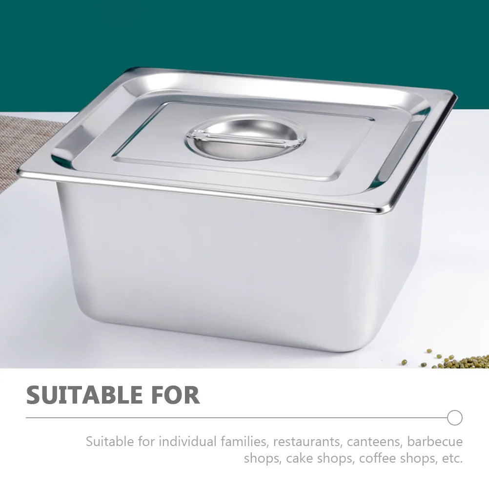Deposito gastronómico de acero inoxidable para buffet, con tapa, para restaurante, tienda de té, caja para condimentos