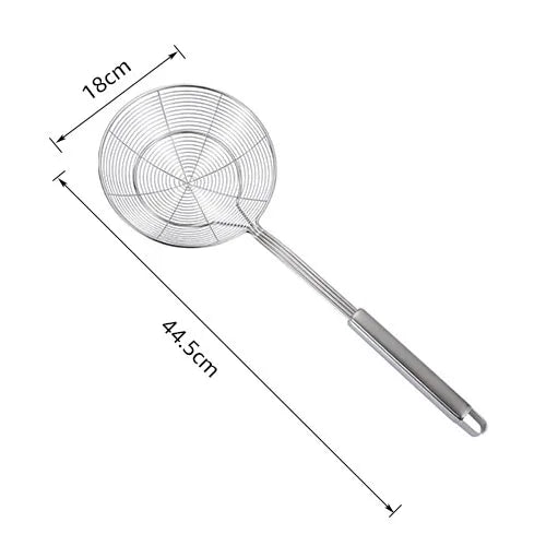 Cuchara coladora de acero inoxidable macizo 18/8 con forma de araña, cuchara para freír de 14/16/18/20 cm con mango - Herramientas de cocina