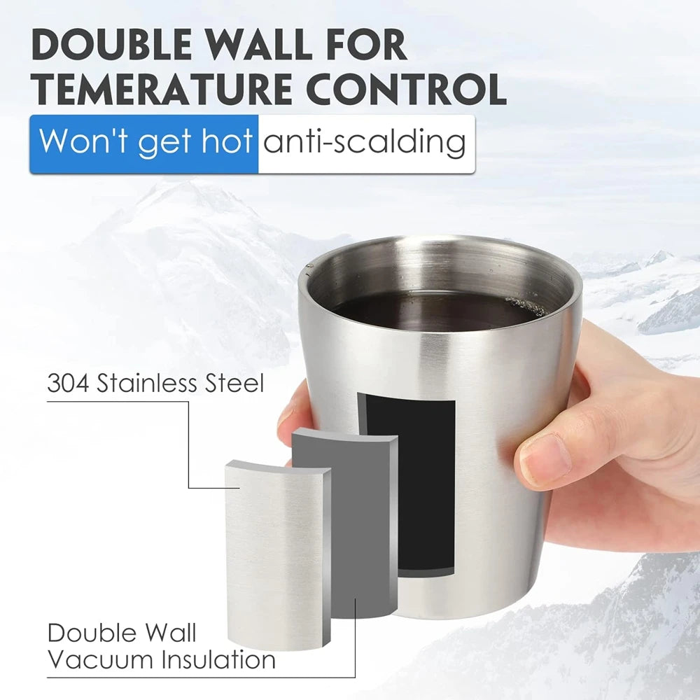 Tazas de acero inoxidable 304 para beber, 4 unidades