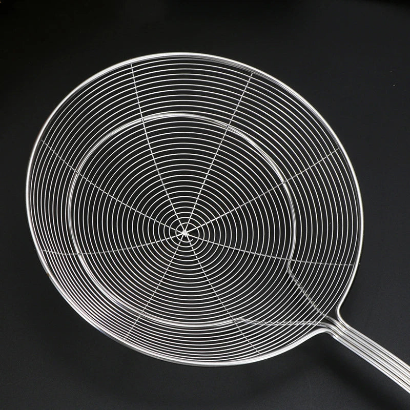 Cuchara coladora de acero inoxidable macizo 18/8 con forma de araña, cuchara para freír de 14/16/18/20 cm con mango - Herramientas de cocina