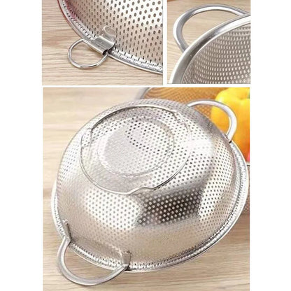 Colador de cocina de acero inoxidable, cesta para lavar verduras, cuenco para arroz, verduras, frutas, pastas, cesta de drenaje para el hogar