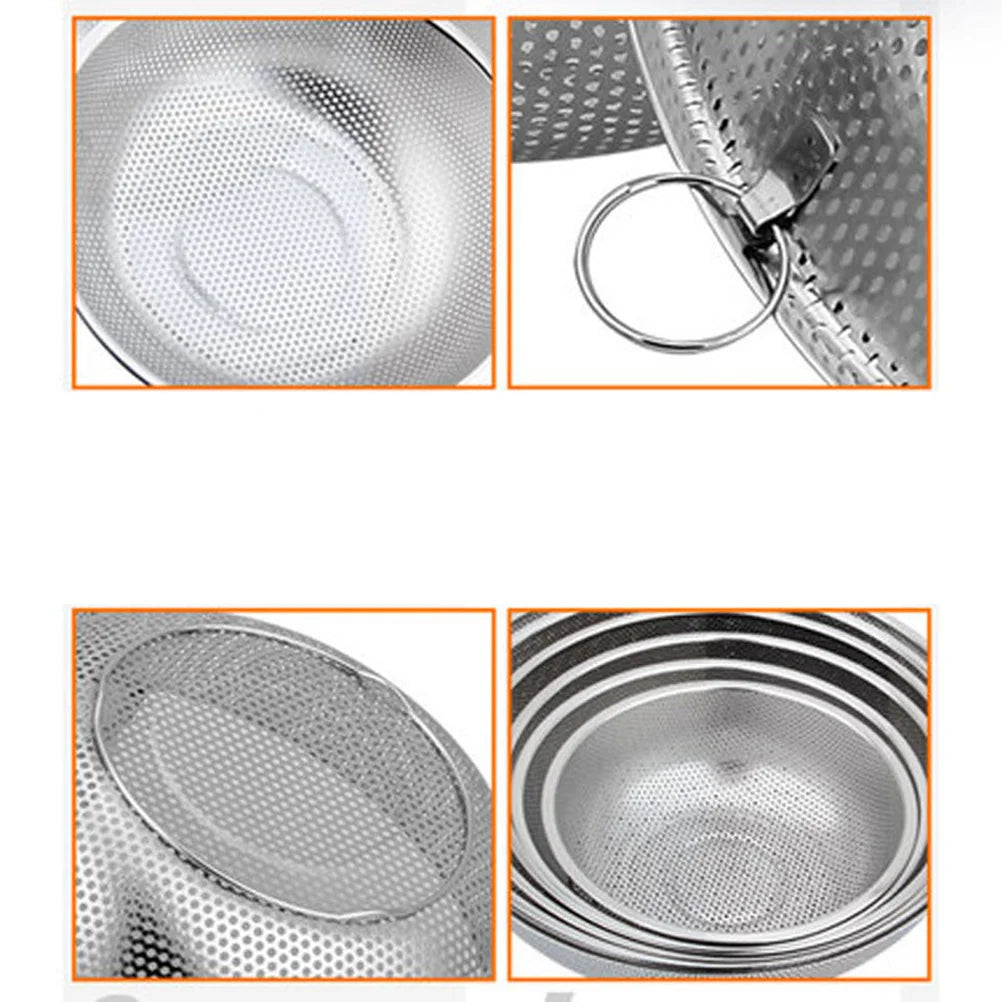 Colador de cocina de acero inoxidable, cesta para lavar verduras, cuenco para arroz, verduras, frutas, pastas, cesta de drenaje para el hogar