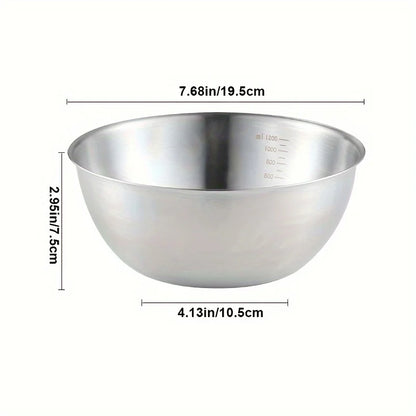 3 piezas/juego Bowl de acero inoxidable para mezclar con marcas de medición