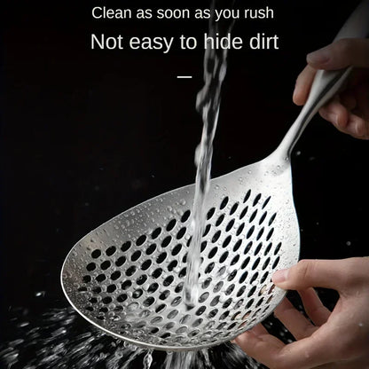 Colador de cocina de acero inoxidable 201 con mango de madera